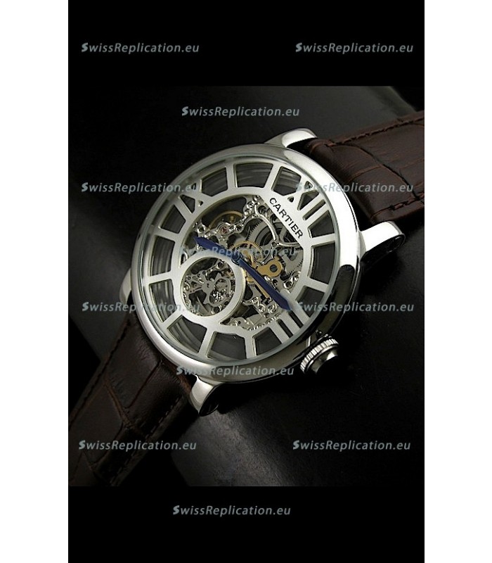Cartier Ronde de Japanese Replica Watch in Skelton Grey Dial