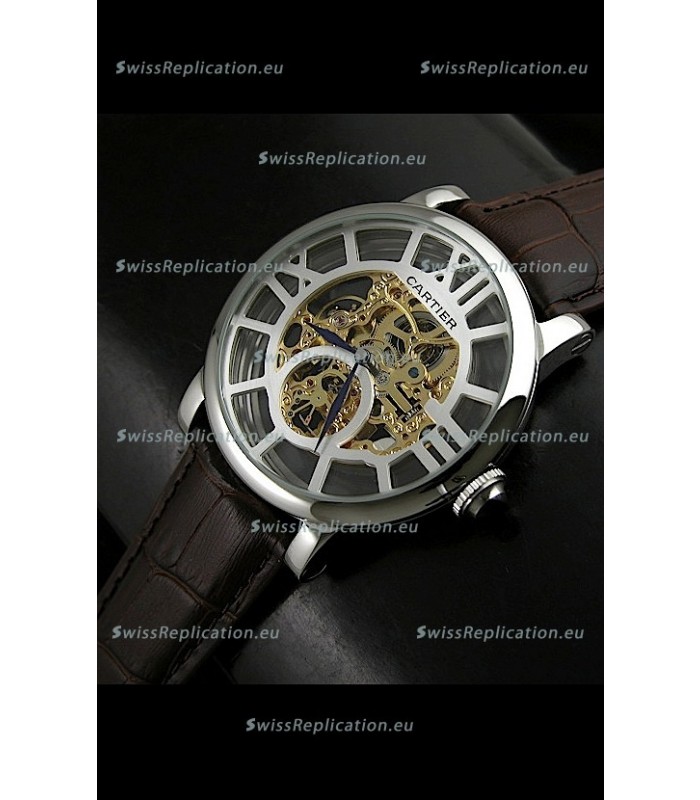 Cartier Ronde de Japanese Replica Watch in Skelton Gold Dial