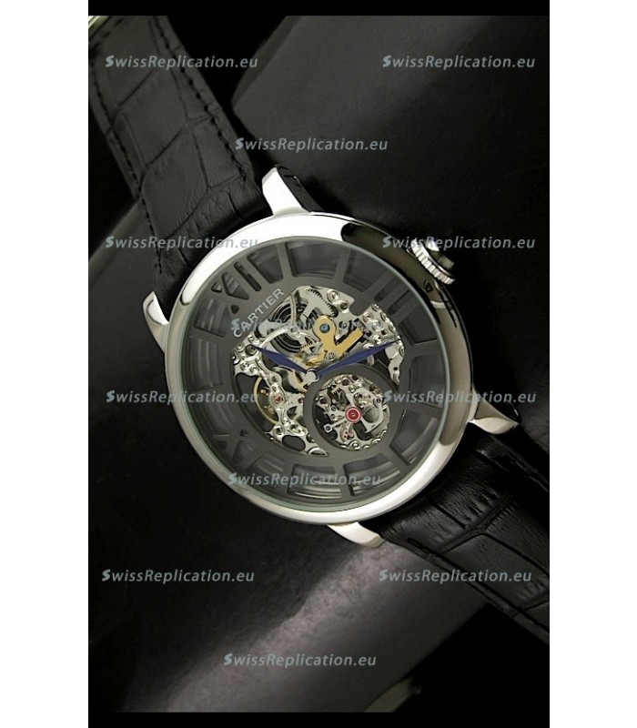 Cartier Ronde de Japanese Replica Watch in Skelton Grey Dial