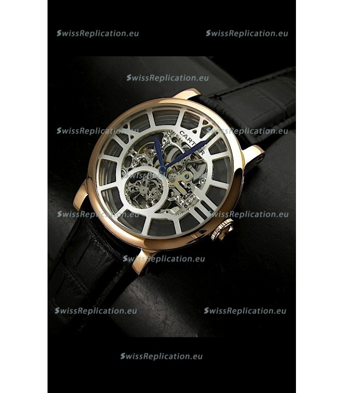Cartier Ronde de Japanese Replica Watch in Skeleton Silver Dial