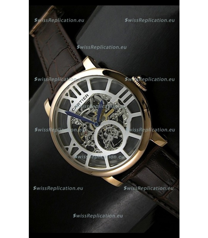 Cartier Ronde de Japanese Replica Watch in Skelton Grey Dial