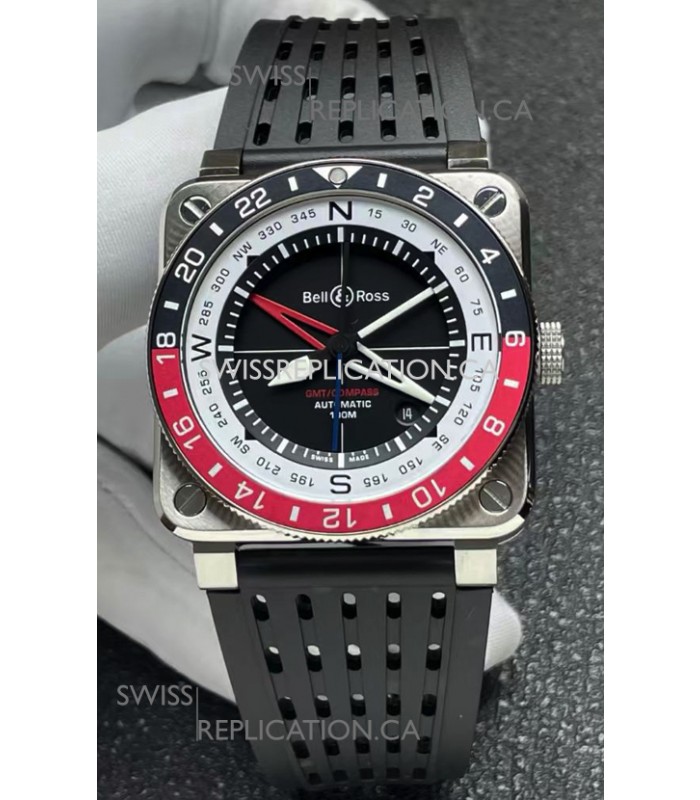 Bell and Ross BR03 GMT Compass Red/Black Bezel Swiss Replica Watch 