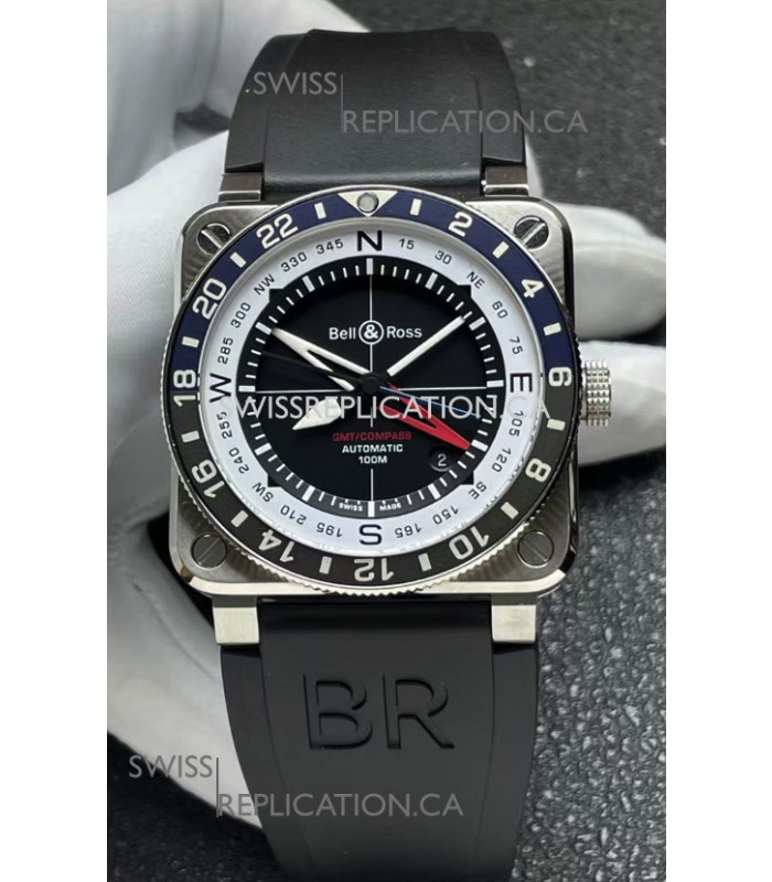 Bell and Ross BR03 GMT Compass Blue/Black Bezel Swiss Replica Watch 