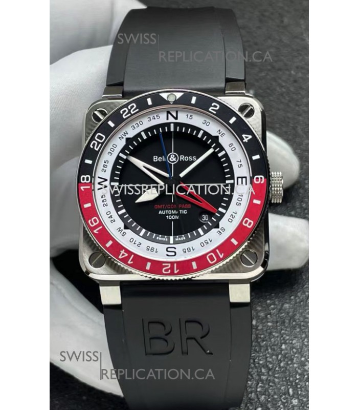Bell and Ross BR03 GMT Compass Red/Black Bezel Swiss Replica Watch 