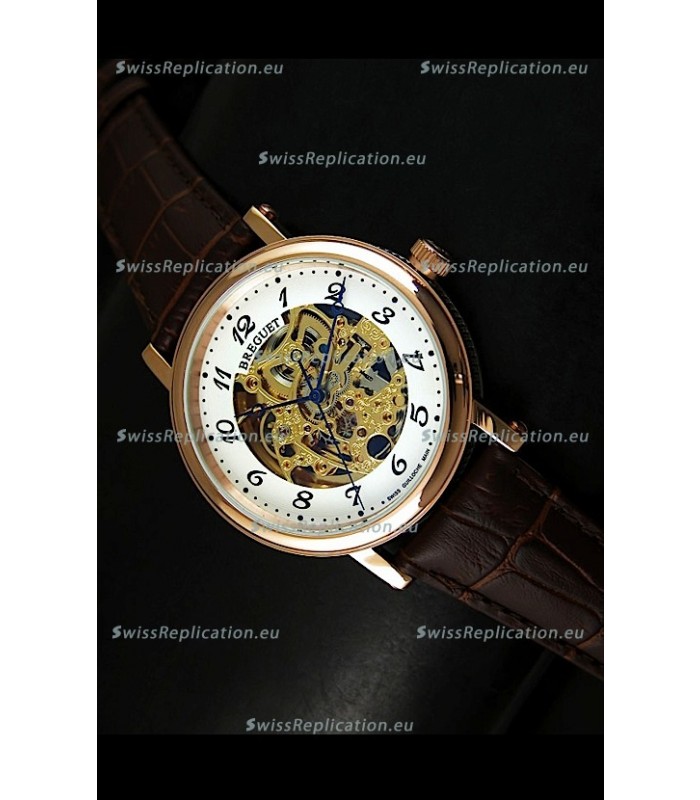 Breguet Classique Japanese Automatic Watch in Gold Skeleton Dial - Arabic Hour Numerals