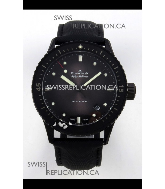 Blancpain Fifty Fathoms Ceramic Case Leather Strap Grey Dial Super Clone Watch 