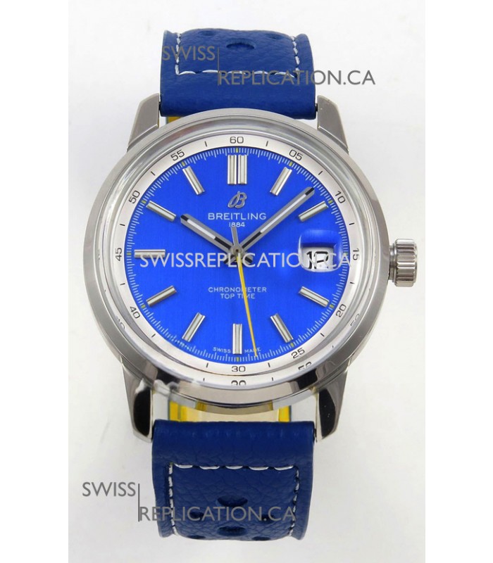 Top Time B31 38mm Blue Dial Yellow Seconds Hands Super Clone Watch 