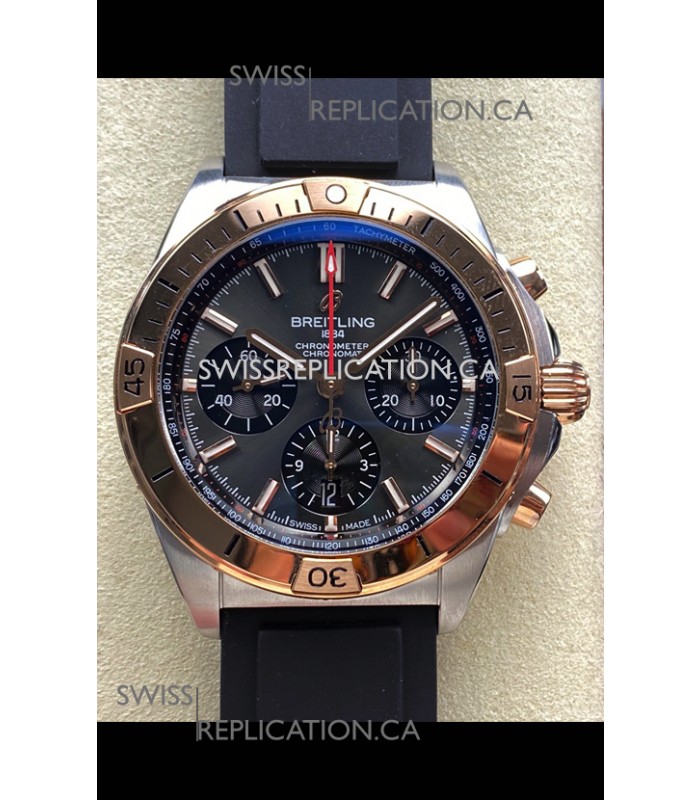 Breitling Chronomat B01 42 Grey Dial Two Tone Rubber Strap Super Clone Watch 