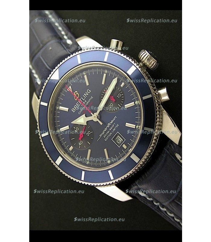 Breiting Superocean 2010 Heritage Swiss Chronograph Watch in Blue