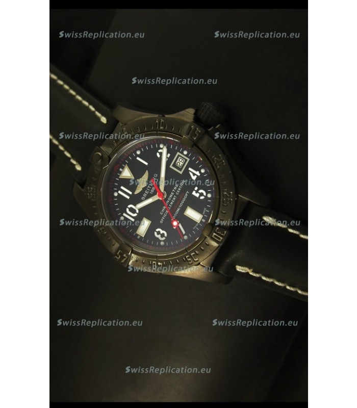 Breitling Seawolf PVD Coated Swiss Watch in Black Strap