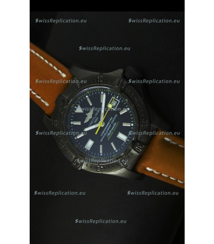 Breitling Seawolf PVD Coated Swiss Watch in Brown Strap