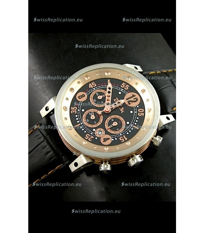 B.R.M.0011G6 Japanese Replica Quartz Watch in Black&Rose Gold Dial