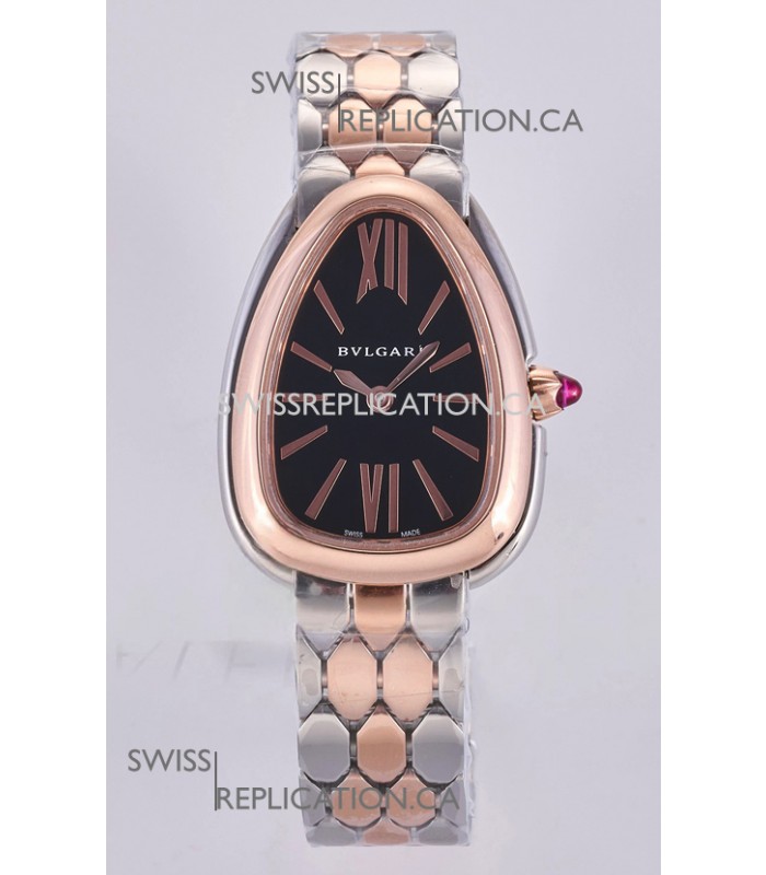 Serpenti Seduttori Black Dial Two Tone Rose Gold Casing Super Clone Watch