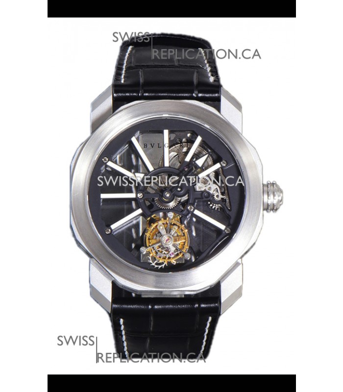 Bvlgari Octo Roma Titanium Watch in White Hour Markers Super Clone Watch 