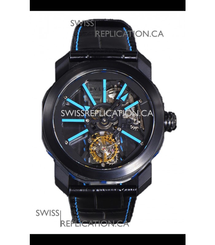 Bvlgari Octo Roma PVD Titanium Watch in Blue Hour Markers Super Clone Watch 