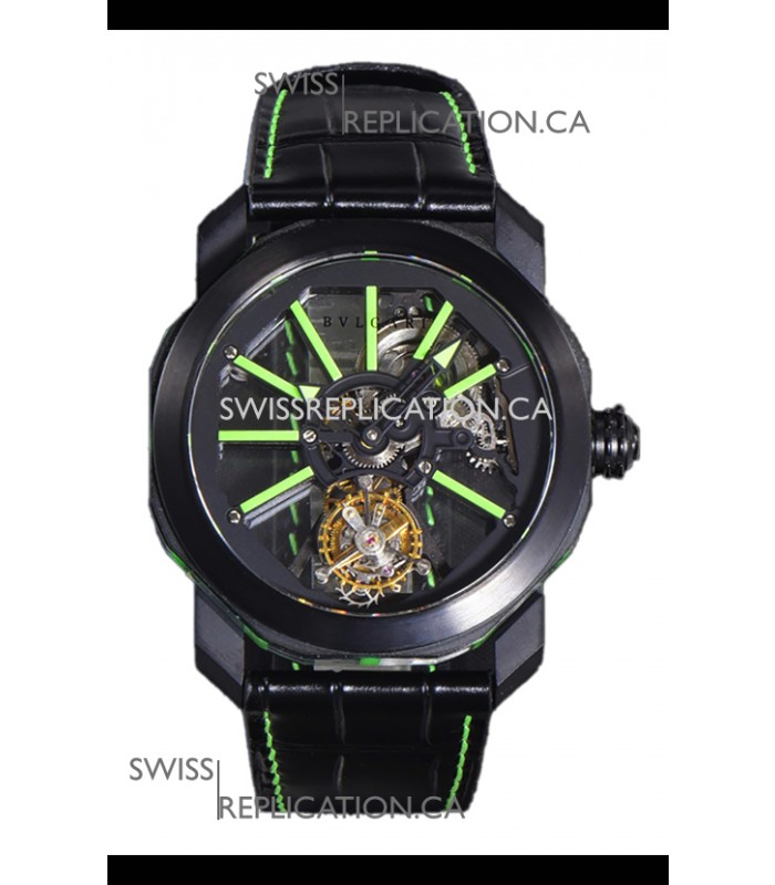 Bvlgari Octo Roma PVD Titanium Watch in Green Hour Markers Super Clone Watch 