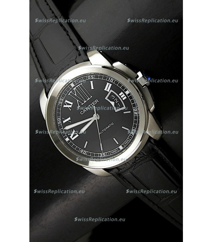 Cartier Calibre de Cartier Swiss Replica Automatic Watch in Black Dial