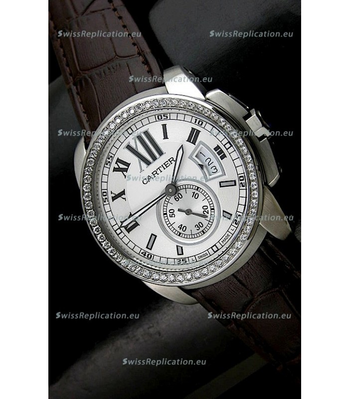 Cartier Calibre de Japanese Replica Watch in White Dial
