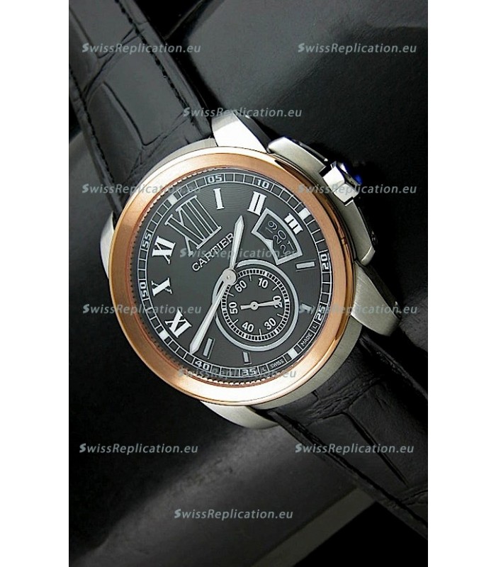 Cartier Calibre de Japanese Replica Watch in Black Dial
