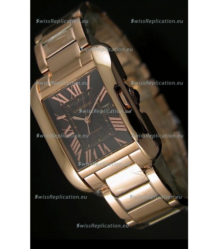 Cartier Tank Anglaise Mid Sized Swiss Watch Pink Gold - 1:1 Mirror Replica Watch