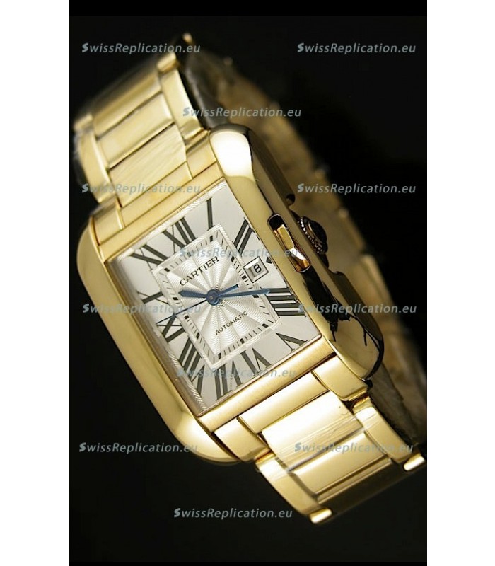 Cartier Tank Anglaise Mid Sized Swiss Watch Yellow Gold - 1:1 Mirror Replica Watch