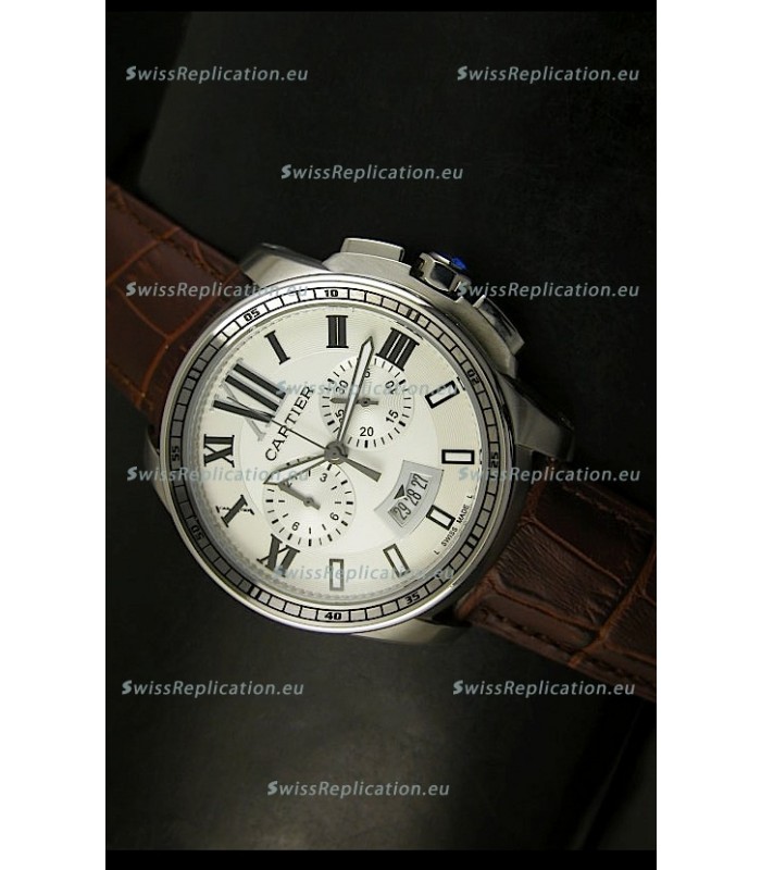 Calibre De Cartier Chronograph Japanese Replica Watch in Steel