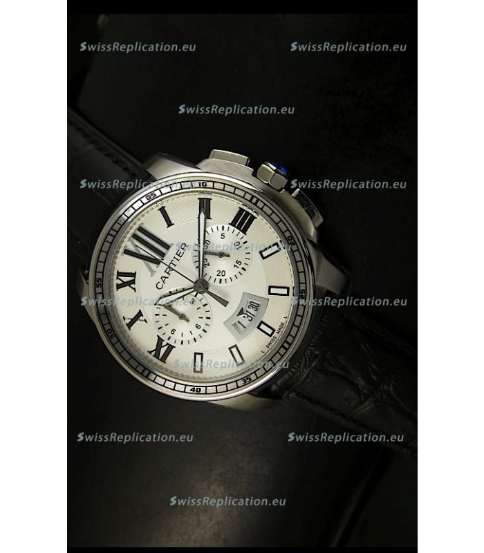Calibre De Cartier Chronograph Japanese Replica Watch in Steel