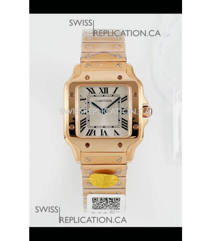 Cartier Santos Swiss Quartz 27MM Rose Gold Super Clone Watch 