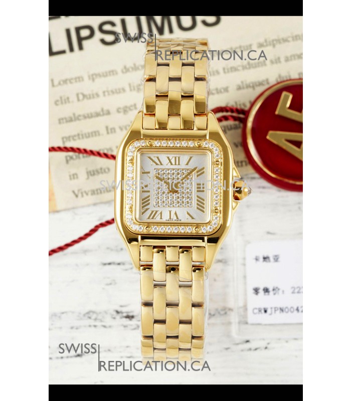 PANTHERE de Cartier 22mm Diamonds Dial Yellow Gold Super Clone Watch