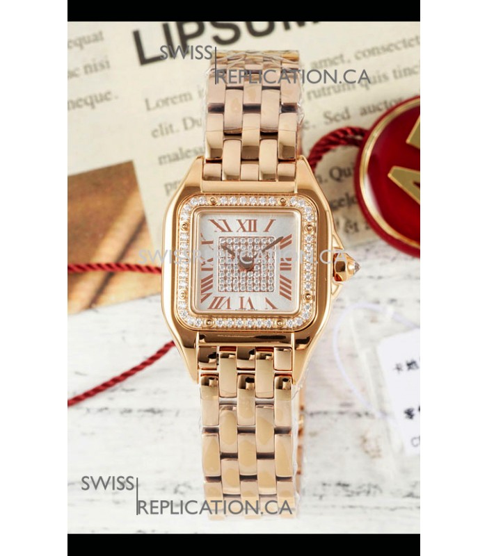 PANTHERE de Cartier 22mm Diamonds Dial Rose Gold Super Clone Watch