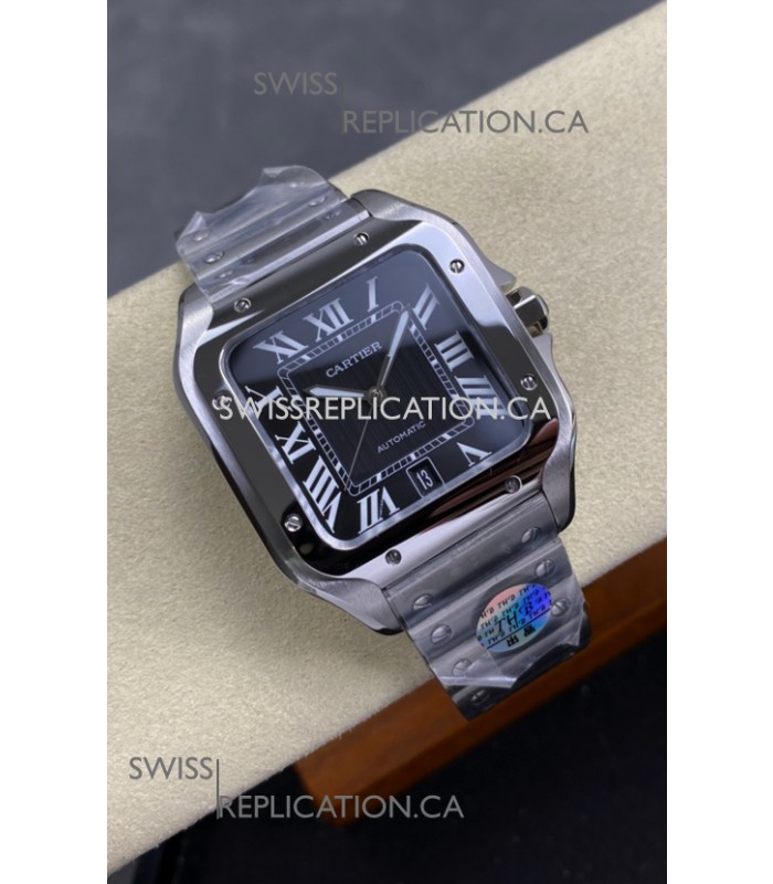 Cartier Santos De Cartier 904L Steel Black Dial Super Clone Replica 40MM Watch