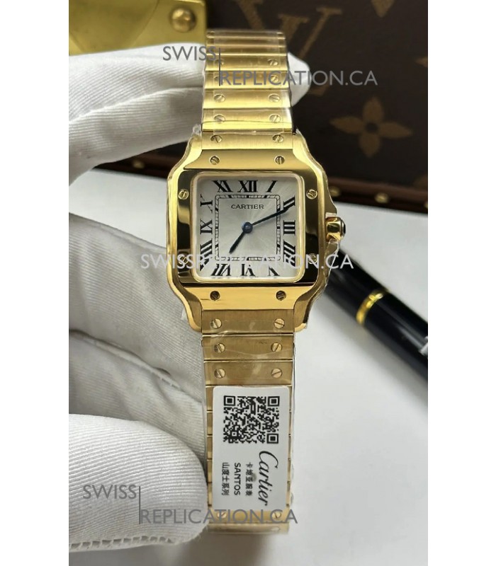 Cartier Santos Swiss Quartz 27MM Yellow Gold Super Clone Watch 