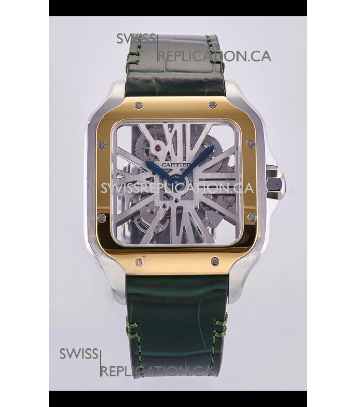 Santos De Cartier Super Clone Watch in Skeleton Dial Two Tone Case