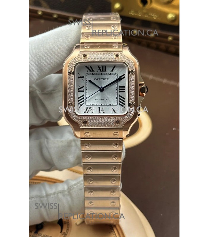 Santos De Cartier 35MM Rose Gold Super Clone Edition Watch 