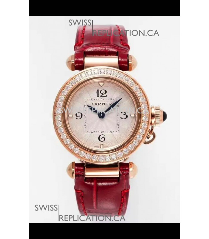 Pasha De Cartier Rose Gold Casing Watch 30MM Super Clone Watch 