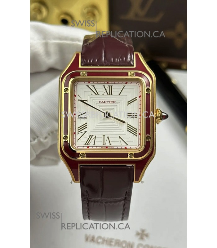 Santos Dumont 31MM Yellow Gold White Dial Super Clone Watch 