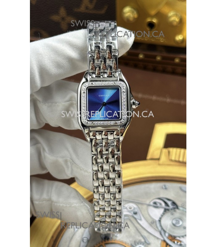 Cartier Panthere 22MM Steel Casing in Blue Dial Super Clone Watch 