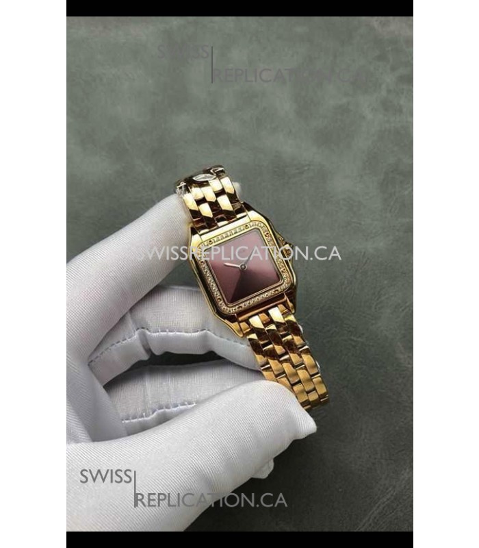 PANTHERE de Cartier 27MM Red Dial Diamonds Super Clone Watch 
