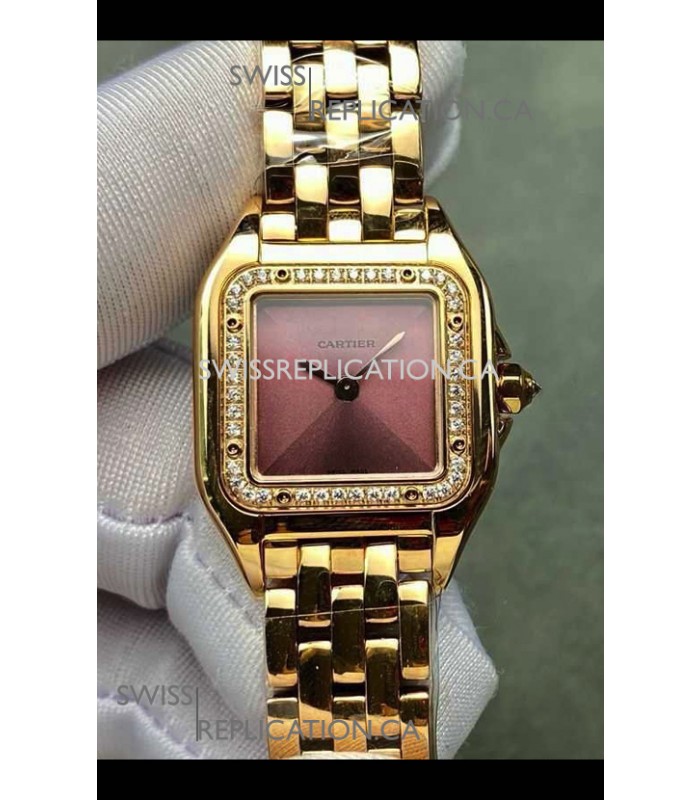 PANTHERE de Cartier 22MM Red Dial Diamonds Super Clone Watch 