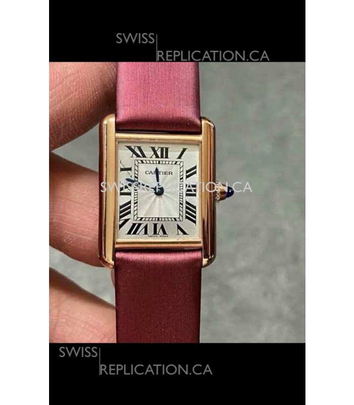 Cartier Tank Louis 22MM Swiss Quartz Movement Pink Strap Gold Case