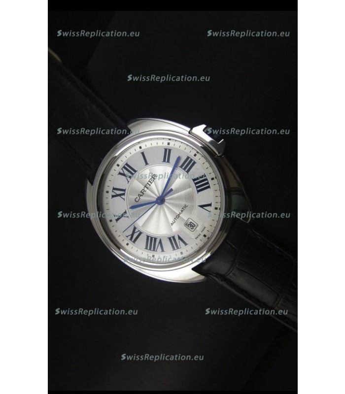 Cle De Cartier Watch 40MM Steel Case with Leather Steap - 1:1 Mirror Replica Watch
