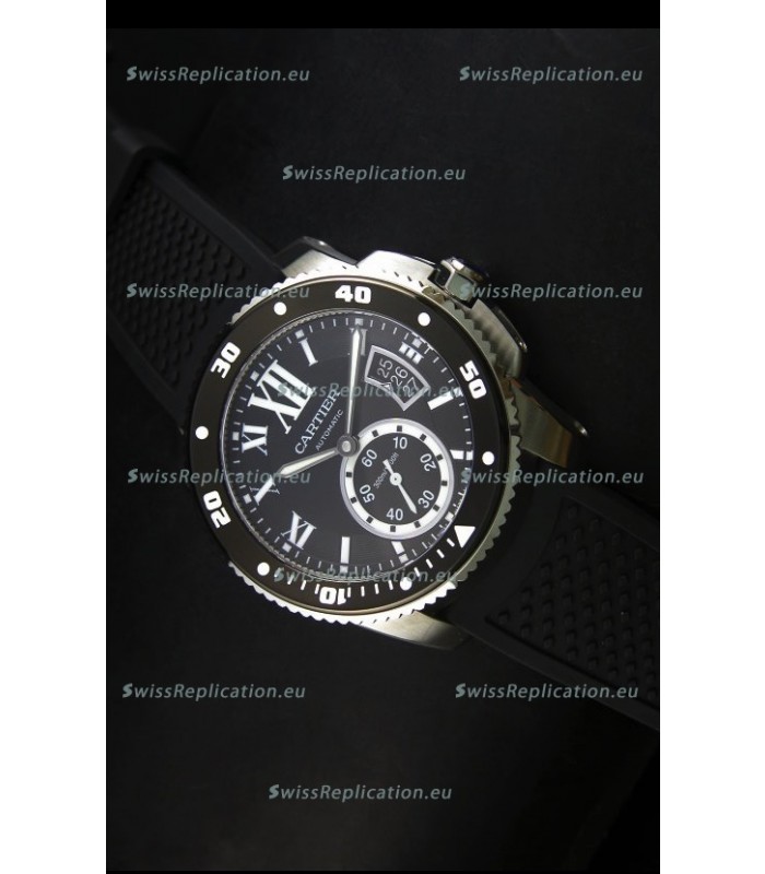 Calibre De Cartier Watch 42MM Black Dial Steel Case - 1:1 Mirror Replica Watch