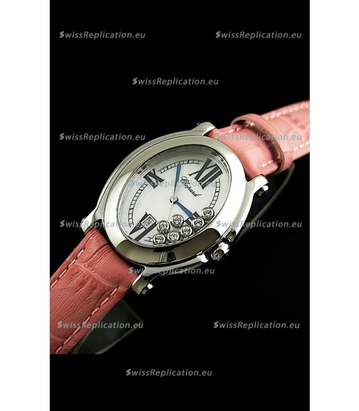 Chopard Happy Sport Swiss Replica Watch in Pink Strap