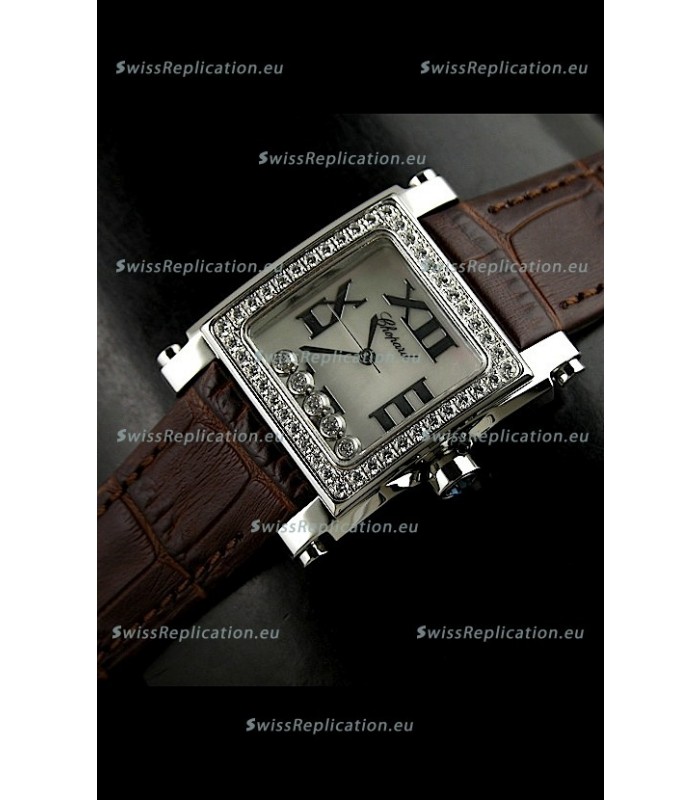 Chopard Happy Sport Swiss Replica Watch in Brown Strap