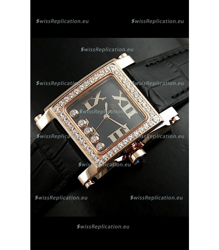 Chopard Happy Sport Swiss Replica Watch in Black Strap