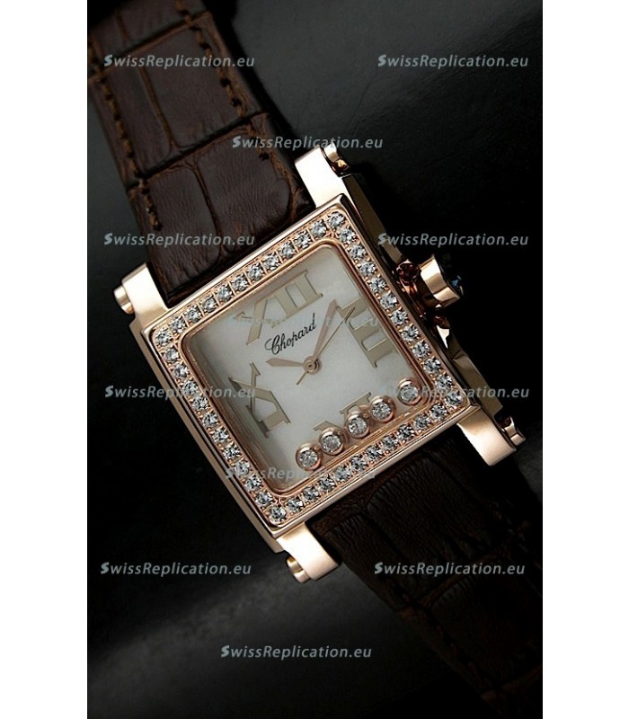 Chopard Happy Sport Swiss Replica Watch in Brown Strap