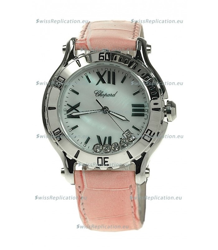 Chopard Happy Sport Diamonds Edition Replica Watch in Pink Strap