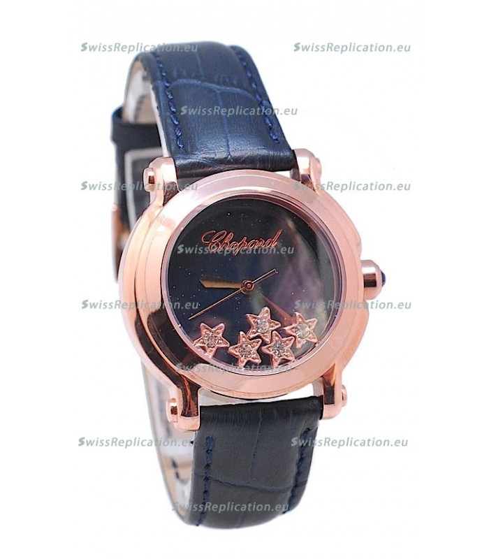 Chopard Happy Sport Star Shaped Diamonds Swiss Rose Gold Watch 