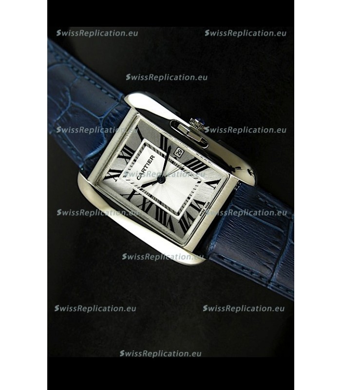 Cartier Tank Ladies Replica Watch in Steel Case/Purple Strap