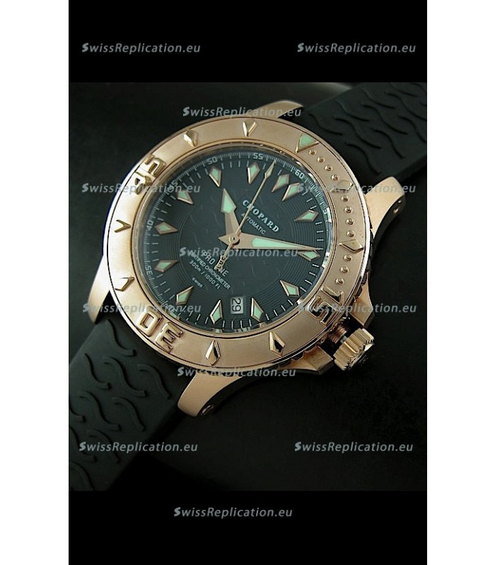 Chopard LUC Pro One Chronometer Swiss Replica Rose Gold Watch in Black Dial